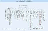 Database: Review Sept. 2012Yangjun Chen ACS-39021 Database Introduction system architecture, Basic concepts, ER-model, Data modeling, B+-tree Hashing Relational.