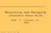 J. K. Dietrich - FBE 524 - Fall, 2005 Measuring and Managing Interest Rate Risk Week 9 – October 19, 2005.