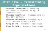 17-1 Unit Five – Transforming Organizations Chapter Seventeen – Building Software to Support an Agile Organization Chapter Eighteen – Outsourcing in the.