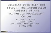 Building Data-rich Web Sites: The Integration Projects of the Minnesota Population Center William C. Block IASSIST 2006 Ann Arbor, Michigan, USA 24 May.