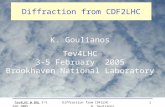 Tev4LHC @ BNL 3-5 Feb 2005Diffraction from CDF2LHC K. Goulianos1 Diffraction from CDF2LHC K. Goulianos Tev4LHC 3-5 February 2005 Brookhaven National Laboratory.