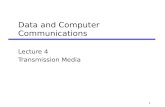 1 Data and Computer Communications Lecture 4 Transmission Media.