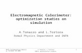 MICE Collaboration Meeting, October 30 2003 A.Tonazzo, L.Tortora EMCAL optimization studies 1 Electromagnetic Calorimeter: optimization studies on simulation.