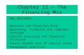 1 Chapter 12 – The Financing Mix Key Sections: Business and Financial Risk Operating, financial and combined leverage Capital structure and financial structure.