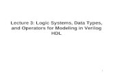 1 Lecture 3: Logic Systems, Data Types, and Operators for Modeling in Verilog HDL.