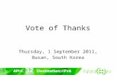 Vote of Thanks Thursday, 1 September 2011, Busan, South Korea.