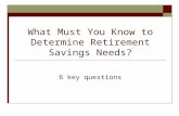 What Must You Know to Determine Retirement Savings Needs? 6 key questions.