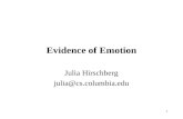 1 Evidence of Emotion Julia Hirschberg julia@cs.columbia.edu.