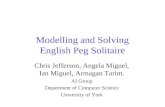 Modelling and Solving English Peg Solitaire Chris Jefferson, Angela Miguel, Ian Miguel, Armagan Tarim. AI Group Department of Computer Science University.