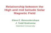 Relationship between the High and mid latitude Solar Magnetic Field Elena E. Benevolenskaya J. Todd Hoeksema Stanford University.
