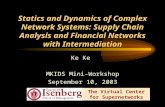 Statics and Dynamics of Complex Network Systems: Supply Chain Analysis and Financial Networks with Intermediation Ke MKIDS Mini-Workshop September 10,