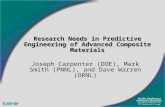 Research Needs in Predictive Engineering of Advanced Composite Materials Joseph Carpenter (DOE), Mark Smith (PNNL), and Dave Warren (ORNL)
