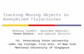 Tracking Moving Objects in Anonymized Trajectories Nikolay Vyahhi 1, Spiridon Bakiras 2, Panos Kalnis 3, and Gabriel Ghinita 3 1 St. Petersburg State University.