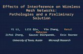 Effects of Interference on Wireless Mesh Networks: Pathologies and a Preliminary Solution Yi Li, Lili Qiu, Yin Zhang, Ratul Mahajan Zifei Zhong, Gaurav.