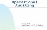 Operational Auditing--Spring 2011 1 Operational Auditing Spring 2011 Professor Bill O’Brien.