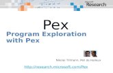 Program Exploration with Pex Nikolai Tillmann, Peli de Halleux Pex .