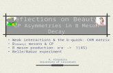Reflections on Beauty: CP Asymmetries in B Meson Decay K. Kinoshita University of Cincinnati Weak interactions & the b-quark: CKM matrix B (eauty) mesons.