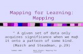 Summer 2001Mara Alagic: Mapping for Learning1 Mapping for Learning: Mapping “ A given set of data only acquires significance when we map it onto a pattern.