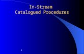 In-Stream Catalogued Procedures 1. //CUSTBLG JOB,SMITH,PRTY=7,CLASS=A, // MSGLEVEL=(1,1),MSGCLASS=A //JOBLIB DD //JOBCAT DD //CALCBLG EXEC PGM=CALCBLG,TIME=2,
