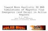 Toward More Realistic 3D MHD Simulations of Magnetic Flux Emergence (and Decay) in Active Regions W. P. Abbett Space Sciences Laboratory University of.