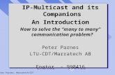 Peter Parnes, Marratech/CDT1 IP-Multicast and its Companions An Introduction How to solve the “many to many” communication problem? Peter Parnes LTU-CDT/Marratech.