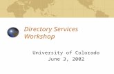 Directory Services Workshop University of Colorado June 3, 2002.