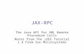 JAX-RPC The Java API for XML Remote Procedure Calls Notes from The J2EE Tutorial 1.4 From Sun Microsystems.