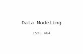Data Modeling ISYS 464. Database Design Process Conceptual database design: –The process of creating a data model independent of implementation details.