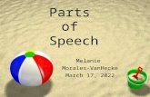 Parts of Speech Melanie Morales-VanHecke June 26, 2015.