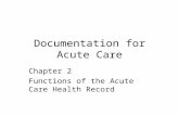 Documentation for Acute Care Chapter 2 Functions of the Acute Care Health Record.