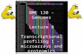BME 130 – Genomes Lecture 8 Transcriptional profiling I – microarrays and proteomics.