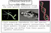 Characteristic #4 All living things reproduce using the same genetic mechanism (code) Each organism reproduces its own species Offspring inherit genetic.