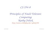 CS294, YelickIntroduction, p1 CS 294-8 Principles of Fault Tolerant Computing Kathy Yelick yelick/294.
