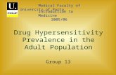 Drug Hypersensitivity Prevalence in the Adult Population Group 13 Medical Faculty of University of Porto Medical Faculty of University of Porto Introduction.