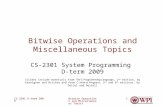 Bitwise Operations and Miscellaneous Topics CS-2301 D-term 20091 Bitwise Operations and Miscellaneous Topics CS-2301 System Programming D-term 2009 (Slides.