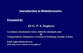 Introduction to Bioinformatics Presented By Dr G. P. S. Raghava Co-ordinator, Bioinformatic Centre, IMTECH, Chandigarh, India & Visiting Professor, Pohang.