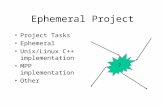Ephemeral Project Project Tasks Ephemeral Unix/Linux C++ implementation MPP implementation Other ?