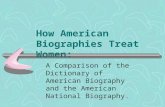 How American Biographies Treat Women: A Comparison of the Dictionary of American Biography and the American National Biography.