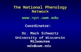 The National Phenology Network  Coordinator: Dr. Mark Schwartz University of Wisconsin Milwaukee mds@uwm.edu.