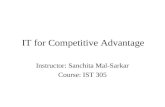 IT for Competitive Advantage Instructor: Sanchita Mal-Sarkar Course: IST 305.