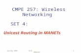Spring 2005UCSC CMPE2571 CMPE 257: Wireless Networking SET 4: Unicast Routing in MANETs.