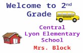 Welcome to 2 nd Grade Central Lyon Elementary School Mrs. Block.