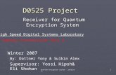 Quantum encryption system - receiver.1 D0525 Project Receiver for Quantum Encryption System By: Dattner Yony & Sulkin Alex Supervisor: Yossi Hipsh& Eli.
