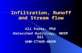 Infiltration, Runoff and Stream flow Ali Fares, PhD Watershed Hydrology, NREM 691 UHM-CTAHR-NREM.