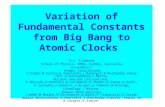 Variation of Fundamental Constants from Big Bang to Atomic Clocks V.V. Flambaum School of Physics, UNSW, Sydney, Australia Co-authors: Atomic calculations.
