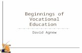 Beginnings of Vocational Education David Agnew. Historical look at Apprenticeship Programs.