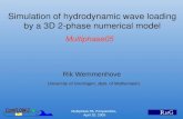 Multiphase 05, Porquerolles, April 20, 2005 Simulation of hydrodynamic wave loading by a 3D 2-phase numerical model Multiphase05 Rik Wemmenhove University.