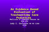 An Evidence Based Evaluation of Tracheostomy Care Practices Melissa D. Dennis-Rouse RN BSN CEN Judy E. Davidson RN MS CCRN FCCM.
