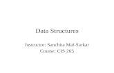 Data Structures Instructor: Sanchita Mal-Sarkar Course: CIS 265.