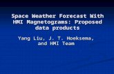 Space Weather Forecast With HMI Magnetograms: Proposed data products Yang Liu, J. T. Hoeksema, and HMI Team.
